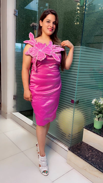 Embroidered Rose Pink Shimmer Tunic - Kirti Kapoor Couture