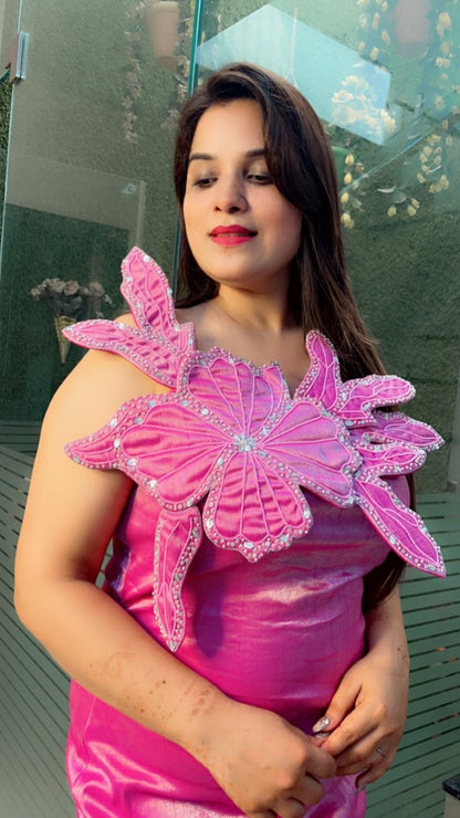 Embroidered Rose Pink Shimmer Tunic - Kirti Kapoor Couture
