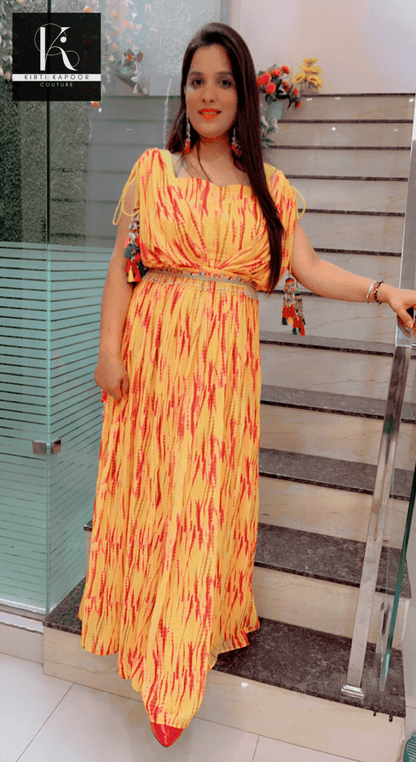 Ethnic Party - Wear Yellow - Orange Gown - Kirti Kapoor Couture