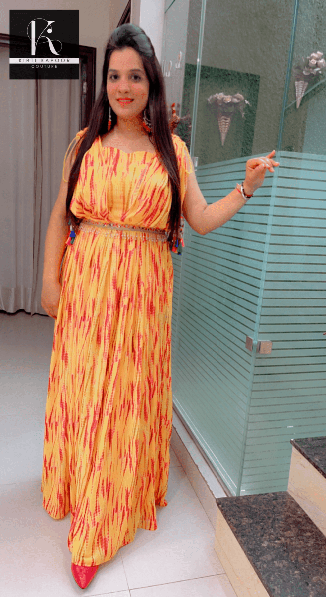 Ethnic Party - Wear Yellow - Orange Gown - Kirti Kapoor Couture