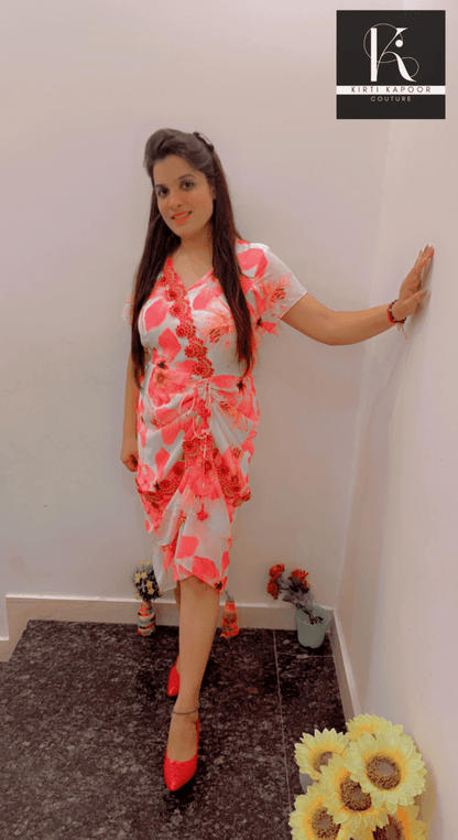 Floral Design Tunic highlighted with lace - work - Kirti Kapoor Couture