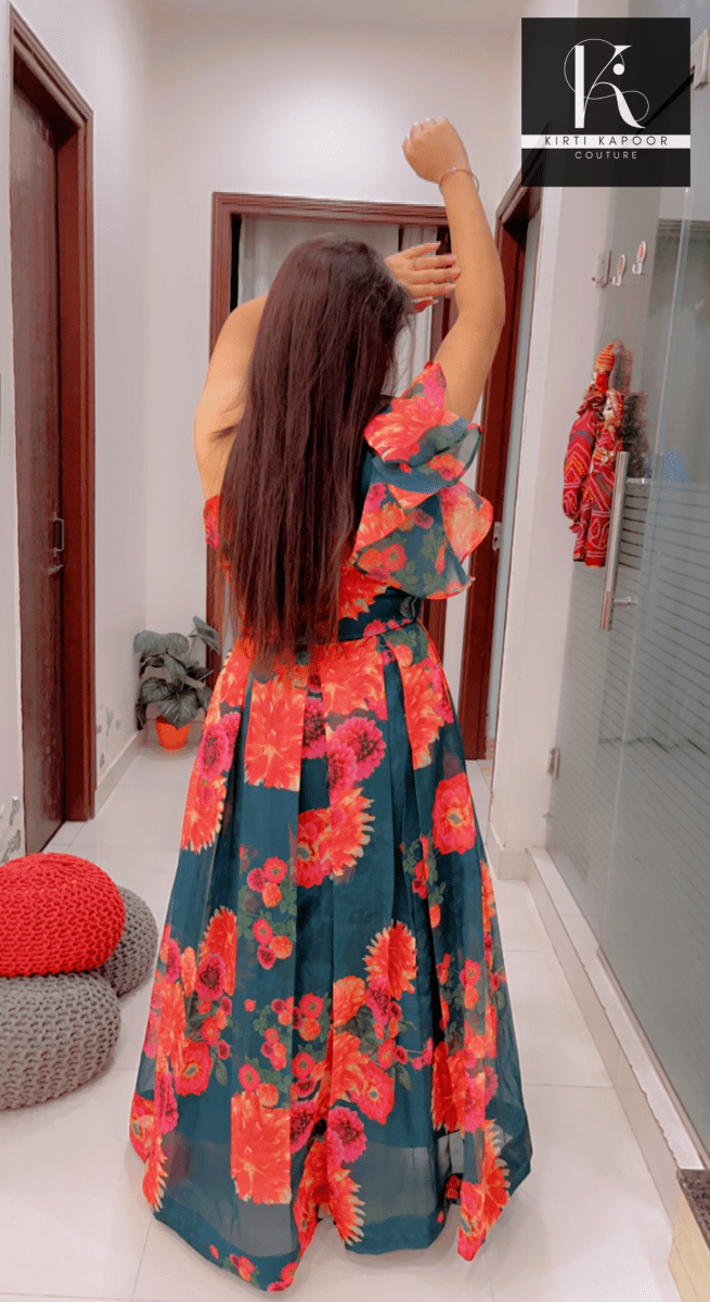 Floral Organza Gown by Kirti Kapoor - Kirti Kapoor Couture