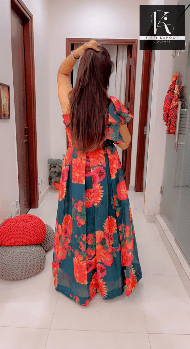 Floral Organza Gown by Kirti Kapoor - Kirti Kapoor Couture