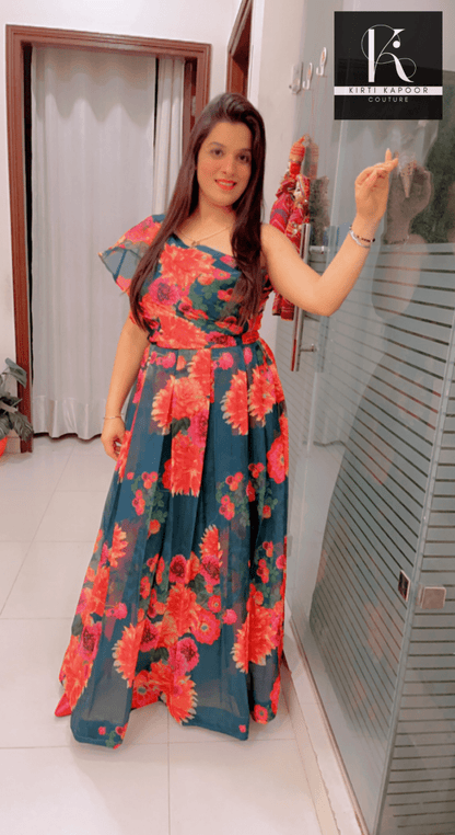Floral Organza Gown by Kirti Kapoor - Kirti Kapoor Couture