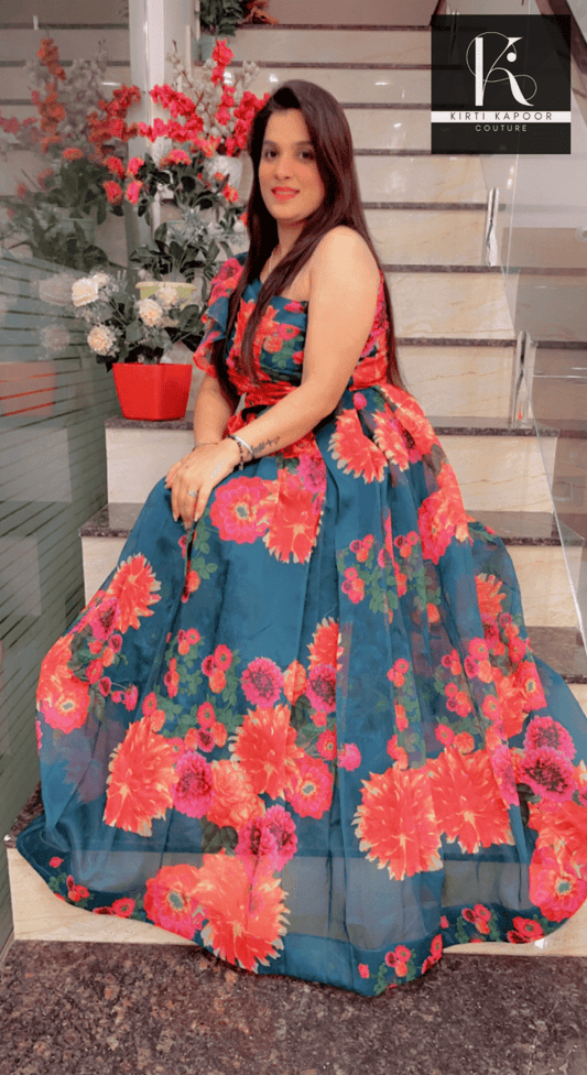 Floral Organza Gown by Kirti Kapoor - Kirti Kapoor Couture