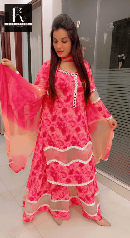 Floral Printed Pink Georgette Designer Suit - Kirti Kapoor Couture