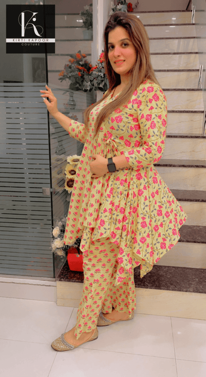 Floral Yellow Co - ord Set - Designed by Kirti Kapoor Couture - Kirti Kapoor Couture