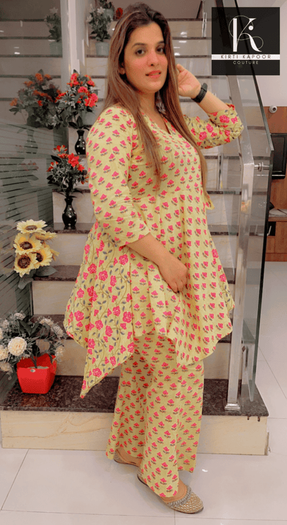 Floral Yellow Co - ord Set - Designed by Kirti Kapoor Couture - Kirti Kapoor Couture