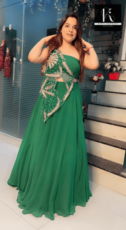 Forest Green Embroidered Lehenga - Choli - Kirti Kapoor Couture