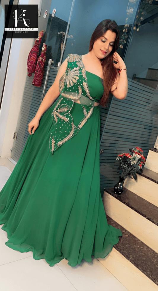 Forest Green Embroidered Lehenga - Choli - Kirti Kapoor Couture