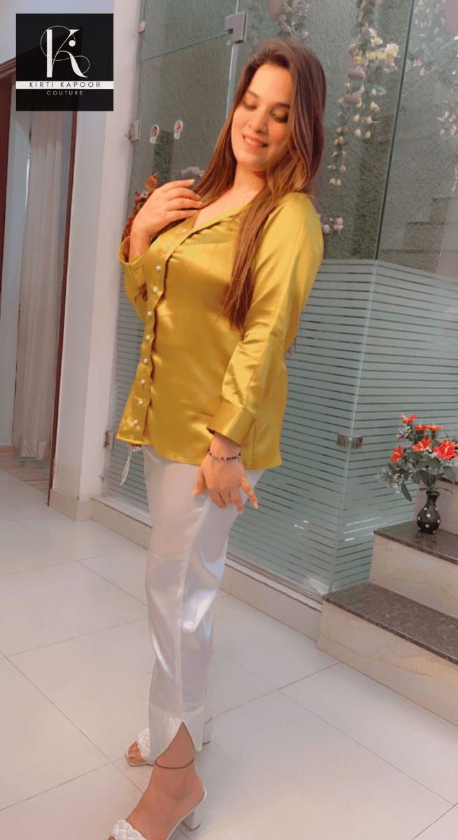 Golden - White Embroidered Co - ord Set - Kirti Kapoor Couture