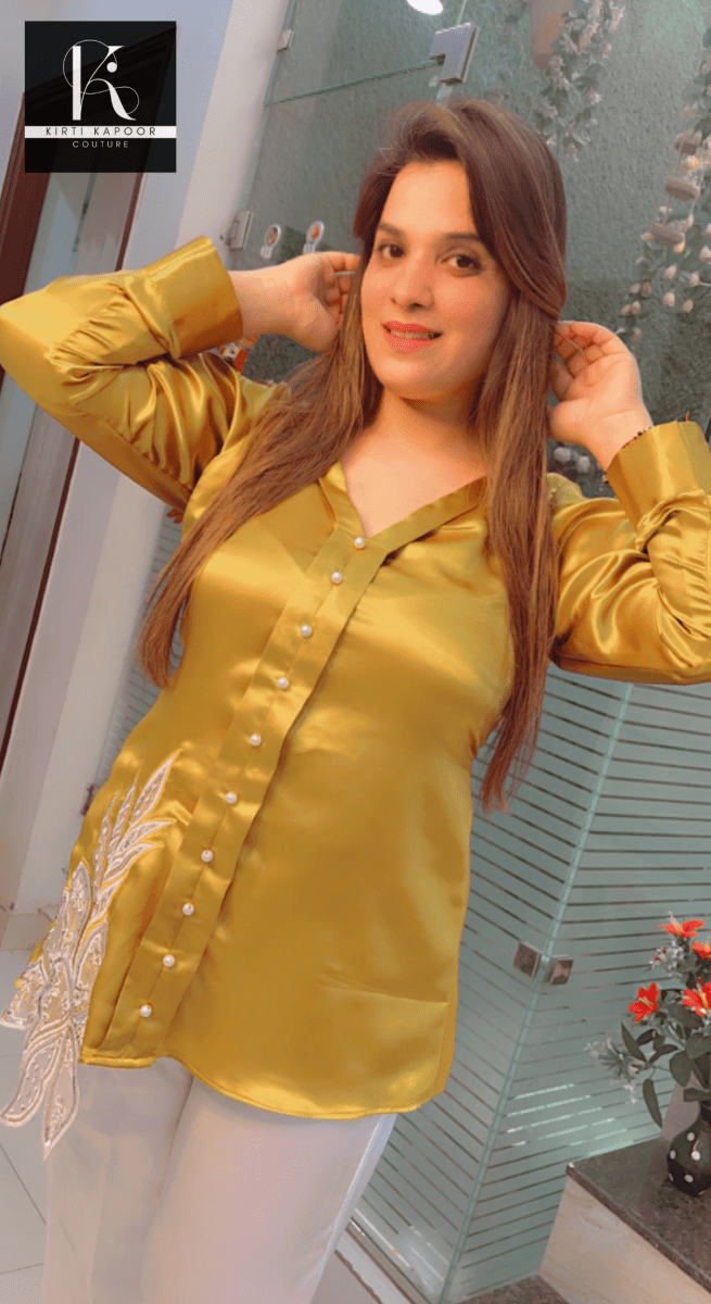 Golden - White Embroidered Co - ord Set - Kirti Kapoor Couture