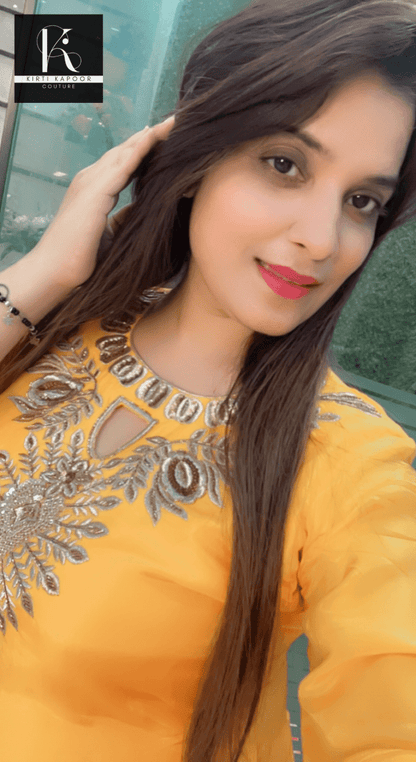 Golden - Yellow Embroidered Co - ord - Kirti Kapoor Couture