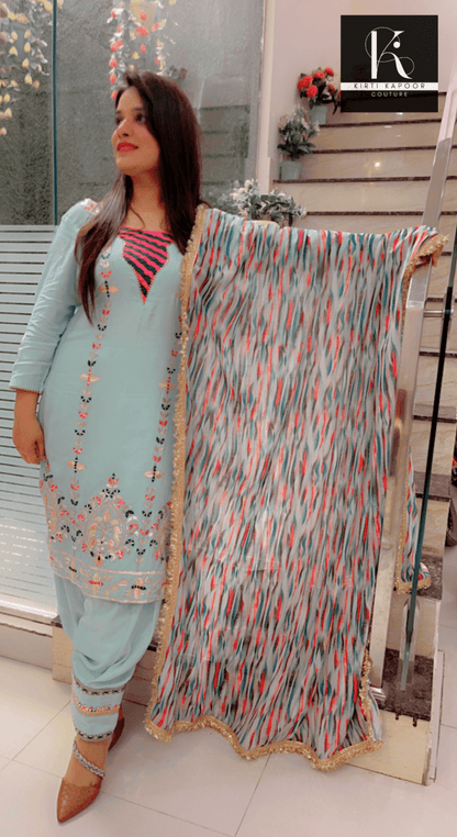 Gotta Patti Worked Suit With Designer Colourful Dupatta - Kirti Kapoor Couture