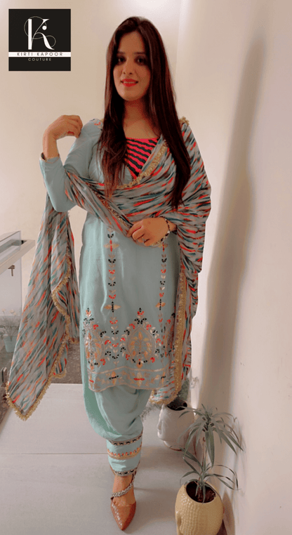 Gotta Patti Worked Suit With Designer Colourful Dupatta - Kirti Kapoor Couture
