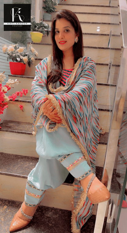 Gotta Patti Worked Suit With Designer Colourful Dupatta - Kirti Kapoor Couture