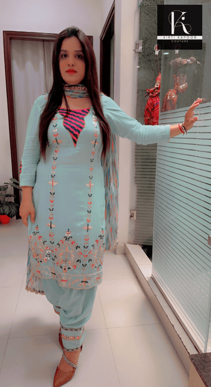 Gotta Patti Worked Suit With Designer Colourful Dupatta - Kirti Kapoor Couture