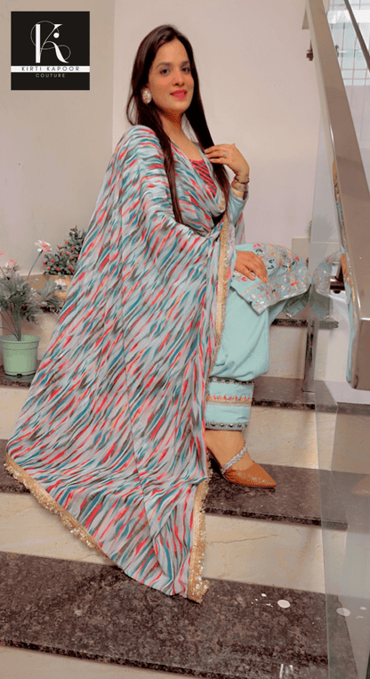 Gotta Patti Worked Suit With Designer Colourful Dupatta - Kirti Kapoor Couture