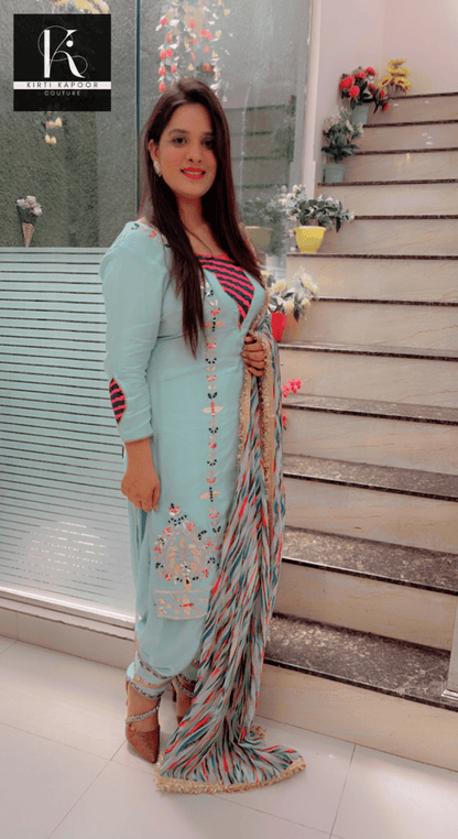 Gotta Patti Worked Suit With Designer Colourful Dupatta - Kirti Kapoor Couture