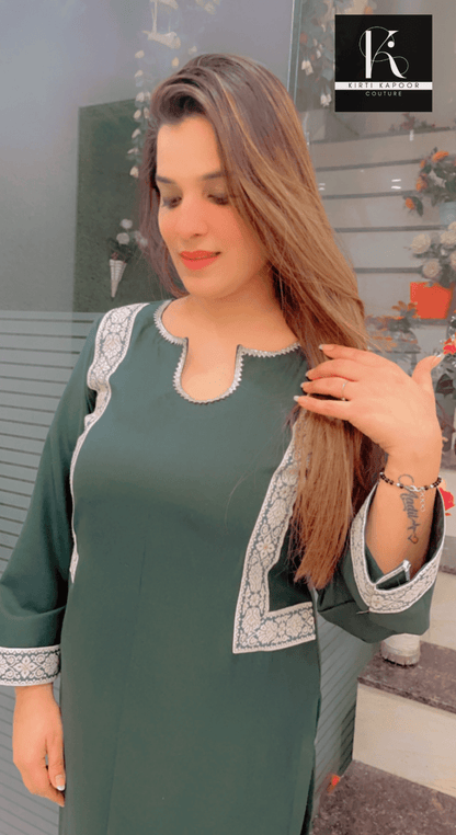 Green Pashmina Kurti - Kirti Kapoor Couture