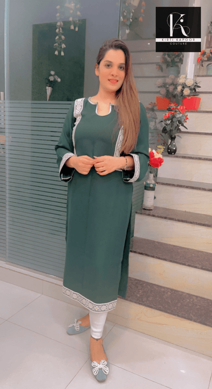 Green Pashmina Kurti - Kirti Kapoor Couture