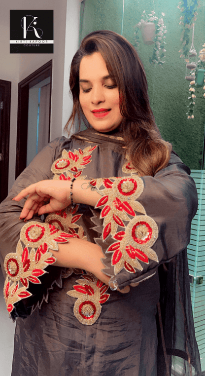 Grey Hand - Embroidered Salwar Suit - Kirti Kapoor Couture