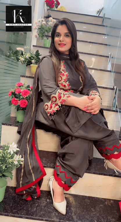 Grey Hand - Embroidered Salwar Suit - Kirti Kapoor Couture