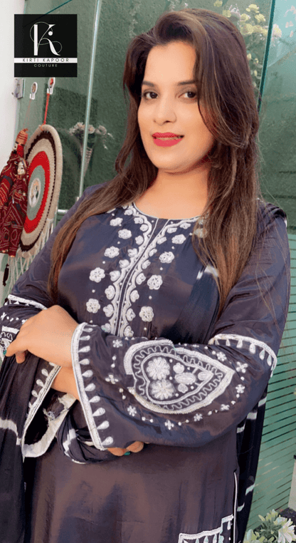 Greyish - Black Hand - Embroidered Suit - Kirti Kapoor Couture