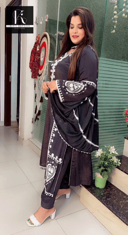 Greyish - Black Hand - Embroidered Suit - Kirti Kapoor Couture