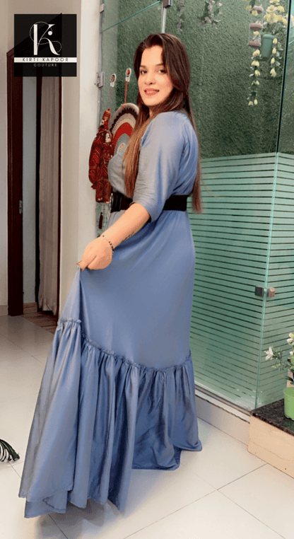Greyish - Blue Frock Suit - Kirti Kapoor Couture