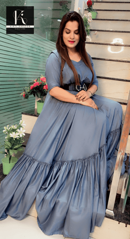 Greyish - Blue Frock Suit - Kirti Kapoor Couture