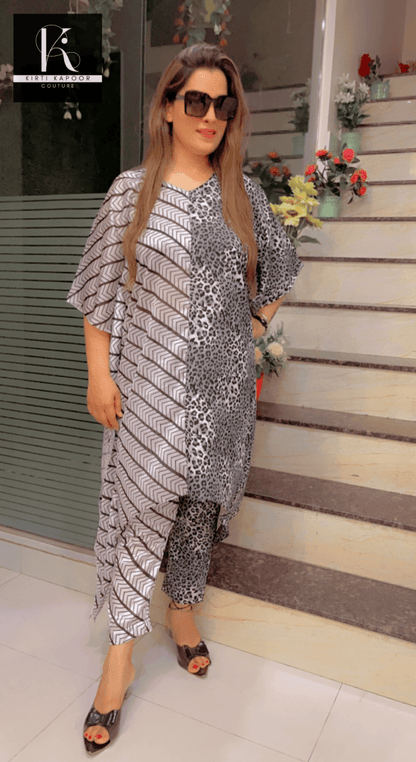 Half & Half Style Kaftan With Pant - Kirti Kapoor Couture
