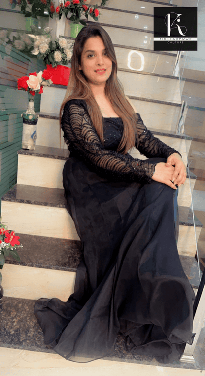Hand - Embroidered Fabric blouse with a Shiny Skirt - Kirti Kapoor Couture