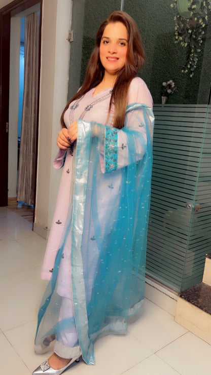 Hand - Embroidered Linen Suit - Kirti Kapoor Couture
