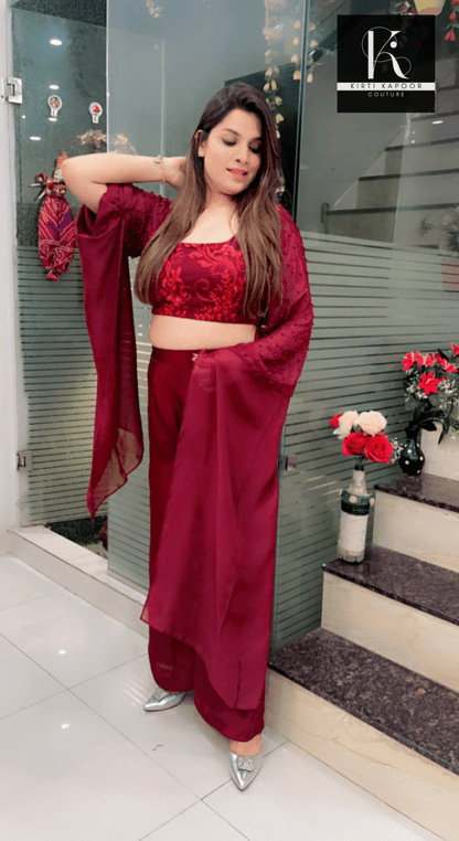Hand Embroidered Top with Pant - Kirti Kapoor Couture