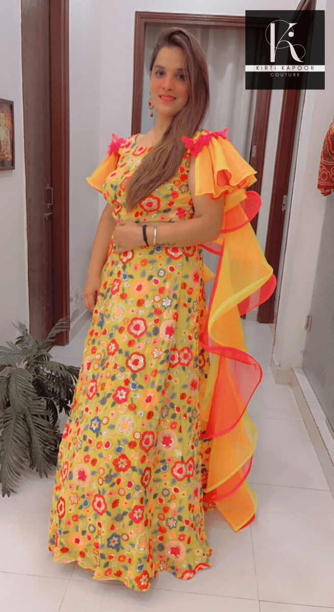 Heavy Embroidered Lehnga With Colourful Frills - Kirti Kapoor Couture