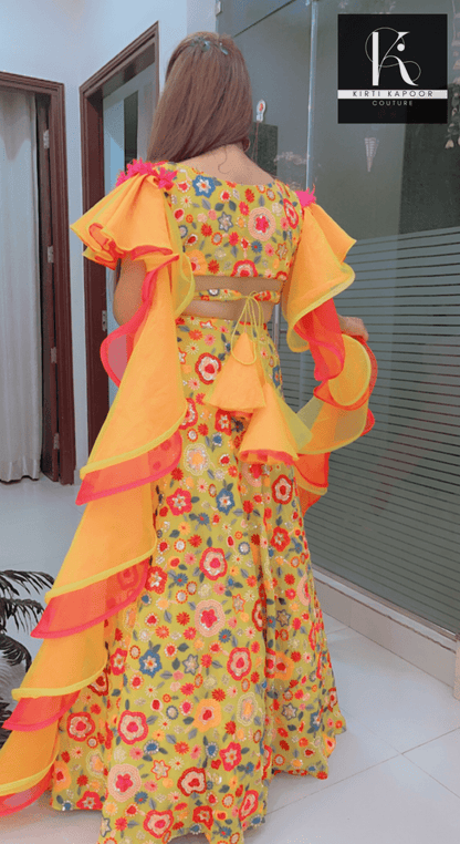 Heavy Embroidered Lehnga With Colourful Frills - Kirti Kapoor Couture