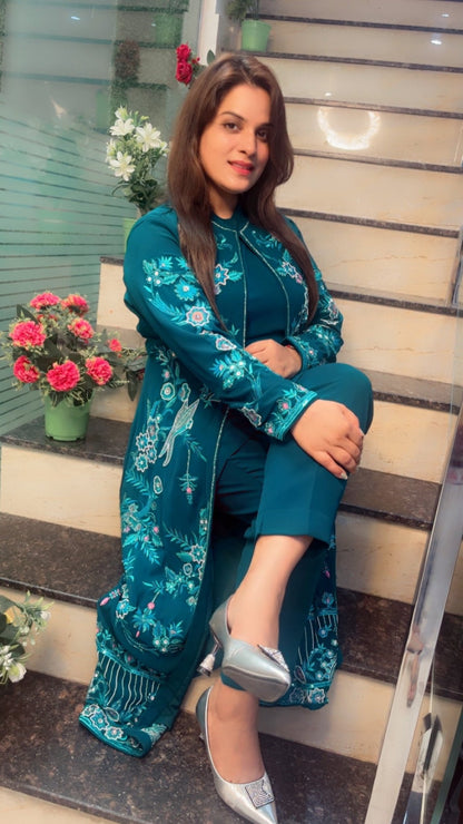 Heavy Embroidered Party wear three - piece Set - Kirti Kapoor Couture