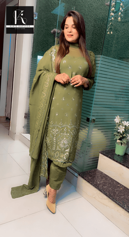 Henna Worked Georgette Salwar Suit - Kirti Kapoor Couture