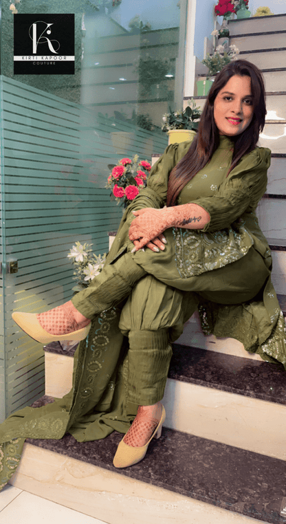 Henna Worked Georgette Salwar Suit - Kirti Kapoor Couture