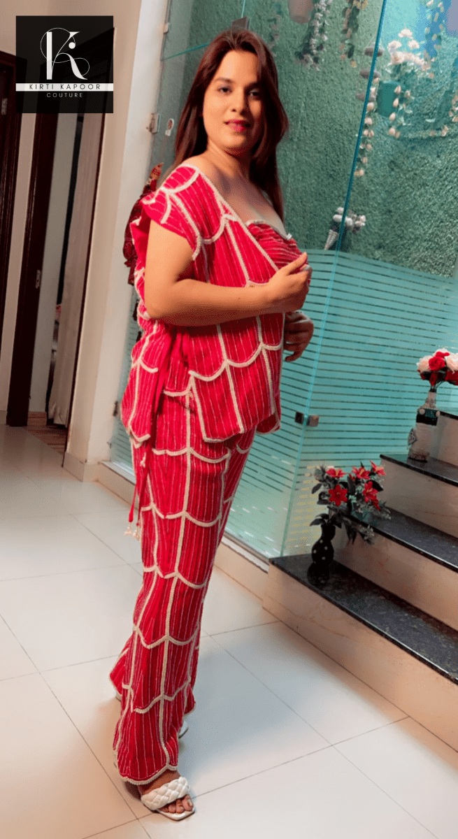 Hot - Pink Embroidered Jacket - Style Set - Kirti Kapoor Couture