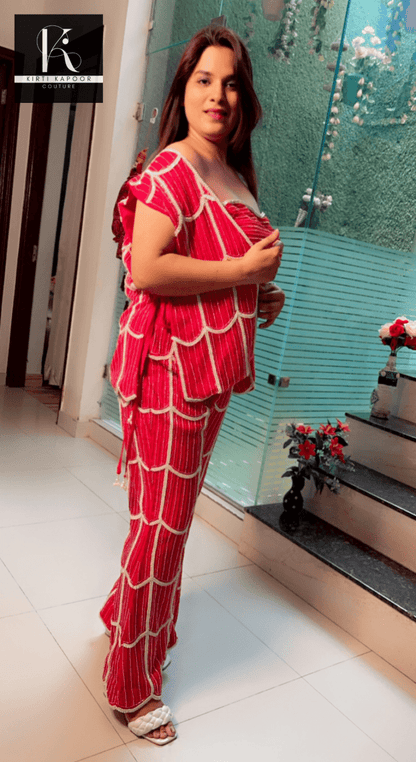 Hot - Pink Embroidered Jacket - Style Set - Kirti Kapoor Couture