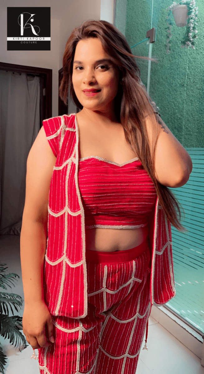 Hot - Pink Embroidered Jacket - Style Set - Kirti Kapoor Couture