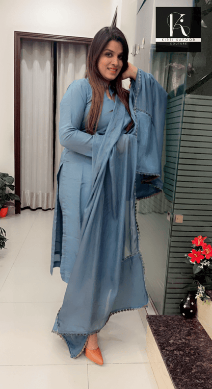 Icy - Blue Casual Wear Suit - Kirti Kapoor Couture