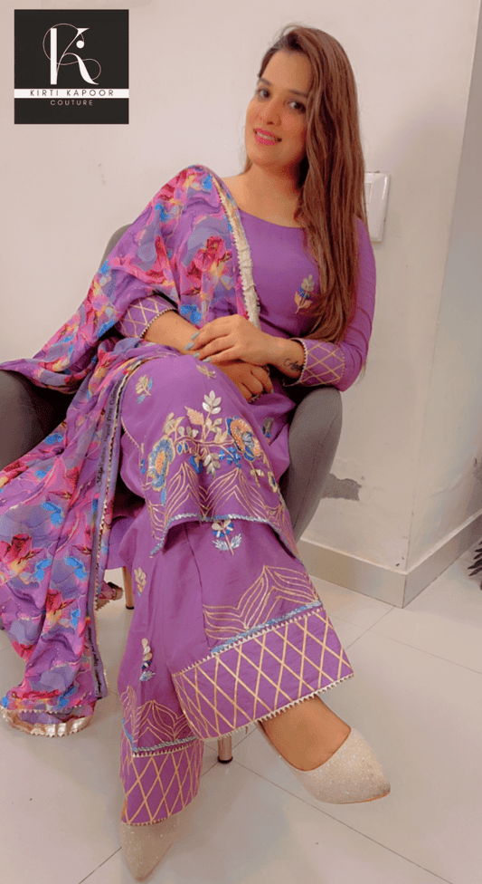 Lavender Gotta - Patti Suit by Kirti Kapoor - Kirti Kapoor Couture