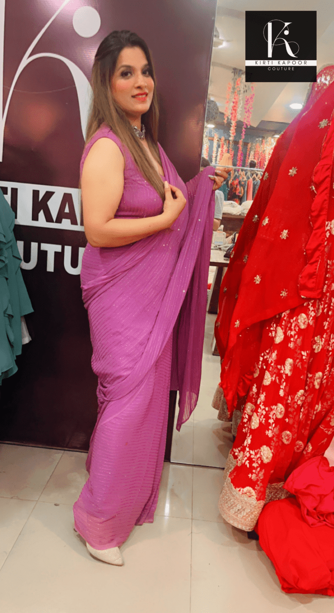 Lavender Sequence Saree with a designer Blouse - Kirti Kapoor Couture