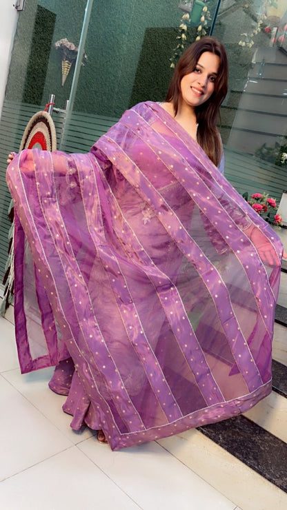 Lavender Silk Velvet with Shimmer Silk Plazo Suit - Kirti Kapoor Couture
