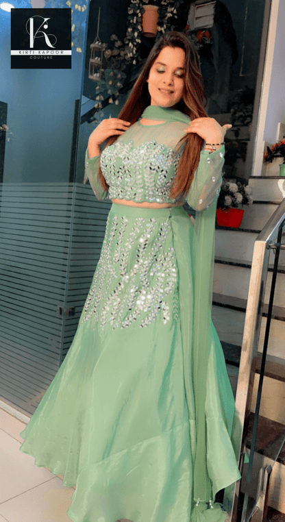 Light Green Embroidered Lehenga - Choli - Kirti Kapoor Couture