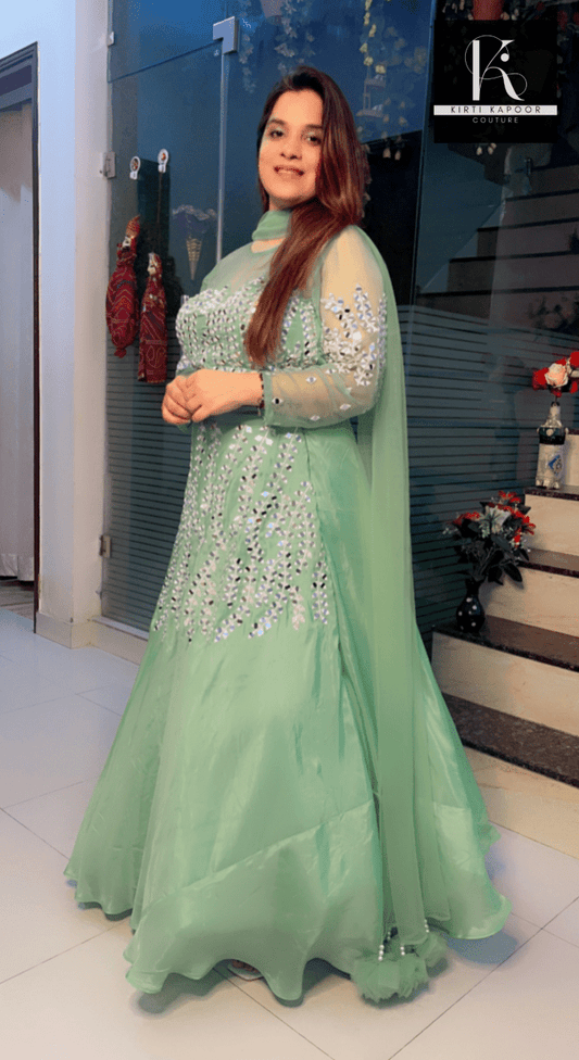 Light Green Embroidered Lehenga - Choli - Kirti Kapoor Couture