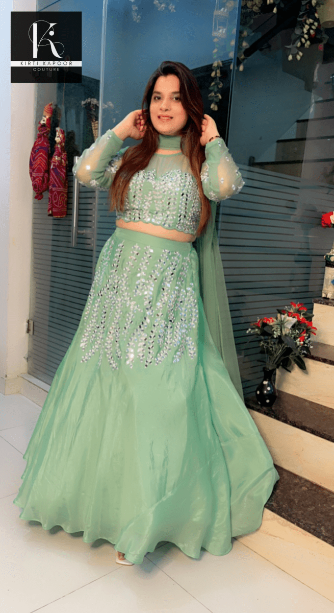 Light Green Embroidered Lehenga - Choli - Kirti Kapoor Couture